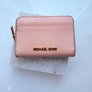 Michael Kors Jet Set Travel Medium Saffiano Leather Wallet Powder Blush - NWT